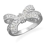 Cleversilver's Rhodium Plated Cz Bow Ring