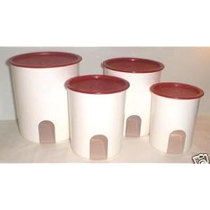 Tupperware One Touch Reminder Canister Set Red Seal by