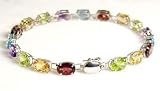 Multi Gemstone Line Bracelet - JewelryWeb
