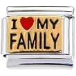 Gold I Love My Family Italian Charm