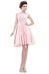 Plus Size Scoop Neck Cocktail Above the Knee Short Open-Back Sleeveless Chiffon Club Dress/Evening Dress/Homecoming Dress/Bridesmaid Dress/Prom Dress/Quinceanera Dress/Wedding Party Dress 