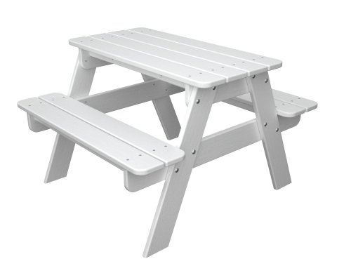 Polywood Outdoor Furniture Kid Picnic Table, White-Recycled Plastic Materials
