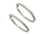 14K White Gold Hinged Hoop Earrings with Pave Set Diamonds