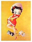 Betty Boop Print Red Dress Cat & Dog Chase Picture