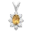 14K White Gold Golden Topaz and Diamond Pendant