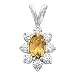 14K White Gold Golden Topaz and Diamond Pendant