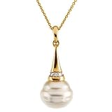 14K Yellow Gold Paspaley South Sea Cultured Fashion Circle Pearl and Diamond Necklace