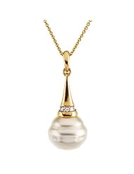 14K Yellow Gold Paspaley South Sea Cultured Fashion Circle Pearl and Diamond Necklace -- LIFETIME WARRANTY