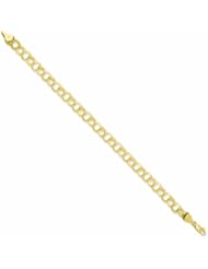 14K Gold Triple Link Charm Bracelet 7 Inches