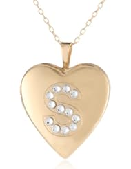 Momento Lockets Silver Swarovski Crystal Initial S Locket Necklace, 18"