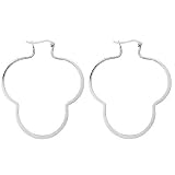 Sterling Silver Large Clover Shape Click Top Hoop Earrings