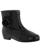 Capelli New York Opaque With Flower Ladies Mademoiselle Bootie Jelly Rain Boot Jet Black 8