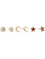 NINE WEST VINTAGE AMERICA "Treasure Trove" Gold-Tone Turquoise Celestial Trio Earrings Set