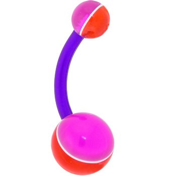 BIOPLAST Puple Red STREAK Belly Ring