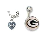 Green Bay Packers Heart Charm Chain Bracelet/Belly Ring Package