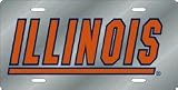 Illinois Fighting Illini Silver Laser Cut License Plate - SET OF 6 - Sports Merchandise