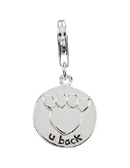 Heart U Back Sterling Silver Raised Paw Charm