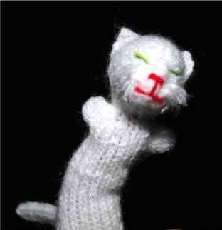 Childrens Toyshop  Toys : Finger Puppet Educational Toy Hand Knit Soft Wool FP_CATWHITE