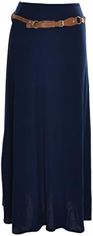 VIP Boutique Womens Belted Gypsy Long Maxi Skirt (M/L (10-12), NAVY)