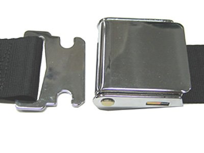 2-Point Lap Seat Belt, Black, 60 Inch Length, with Chrome Lift Latch