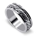 Sterling Silver Rope Design Band 6 MM Wide Ring