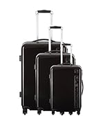PLATINIUM Set de 3 trolleys rígidos (Negro)