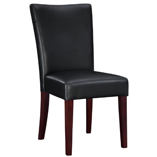 Powell Black Bonded Leather Parsons Chair, 20-1/2-Inch