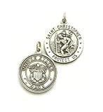 Saint Christopher,sterling Silver Us Protect Us Pendant,20" Steel Necklace Chain