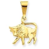 14k Polished Diamond-cut Taurus Pendant - Measures 21.9x13.9mm