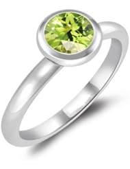 0.65 Cts Peridot Solitaire Ring in 14K White Gold