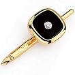 14Kt Yellow Gold Inspiring Black Onyx and Diamond Tuxedo Stud