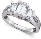 1 1/2ctw Princess and Emerald Cut Diamond Engagement Ring