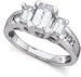 1 1/2ctw Princess and Emerald Cut Diamond Engagement Ring