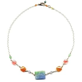 Sterling Silver & Quartz The Ocean Necklace by Chrysoprase