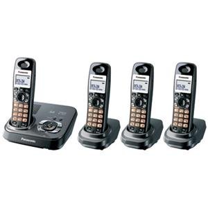 Panasonic KX TG9334T - Cordless phone w/ call waiting caller ID & answering system - DECT - black metallic + 3 additional handset(s)