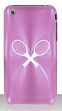 Apple iPhone 3G 3GS Light Pink C274 Aluminum Metal Back Case Crossed Tennis Racquets