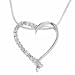 Sterling Silver Simulated Diamond CZ Open Heart Pendant/Slide