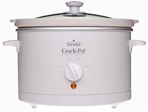 Rival 3060-W 6-Quart Round CrockPot Slow Cooker, White