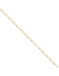 14 Karat Polished Gold Figaro Anklet, 10 Inch