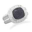 Rough-Cut Sapphire and Clear CZ Ring
