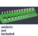 1/4 In Drive Shallow / Deep Socket Organizer w/ Magnetic Base - Dark Green