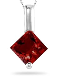 1/2 (0.46-0.55) Cts Garnet Solitaire Pendant in 14K White Gold