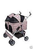 Heavy Duty Side By Side Double Pet Stroller *Pink Plaid*