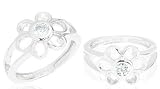 Round Cut White Cz Flower Toe/Pinky Ring Sterling Silver