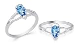 Pear Cut London Blue Topaz Ring Sterling Silver Size 7