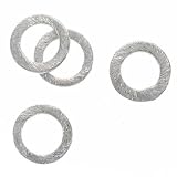Sterling Silver Brushed Satin Round Rings Links Pendants 11mm (4)