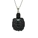 Sterling Silver Charcoal Jade Carved Turtle Pendant on Chain, 18"