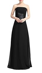 Strapless Sleeveless Shirred Pleated Backless Chiffon/Satin Floor Length  Dress