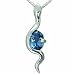 1.50 Carats Genuine Oval Shape London Blue Topaz Sterling Silver Pendant Necklace