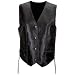 Diamond Plate Ladies Solid Genuine Leather Vest Small Braided Trim Laced Sides Black Snaps